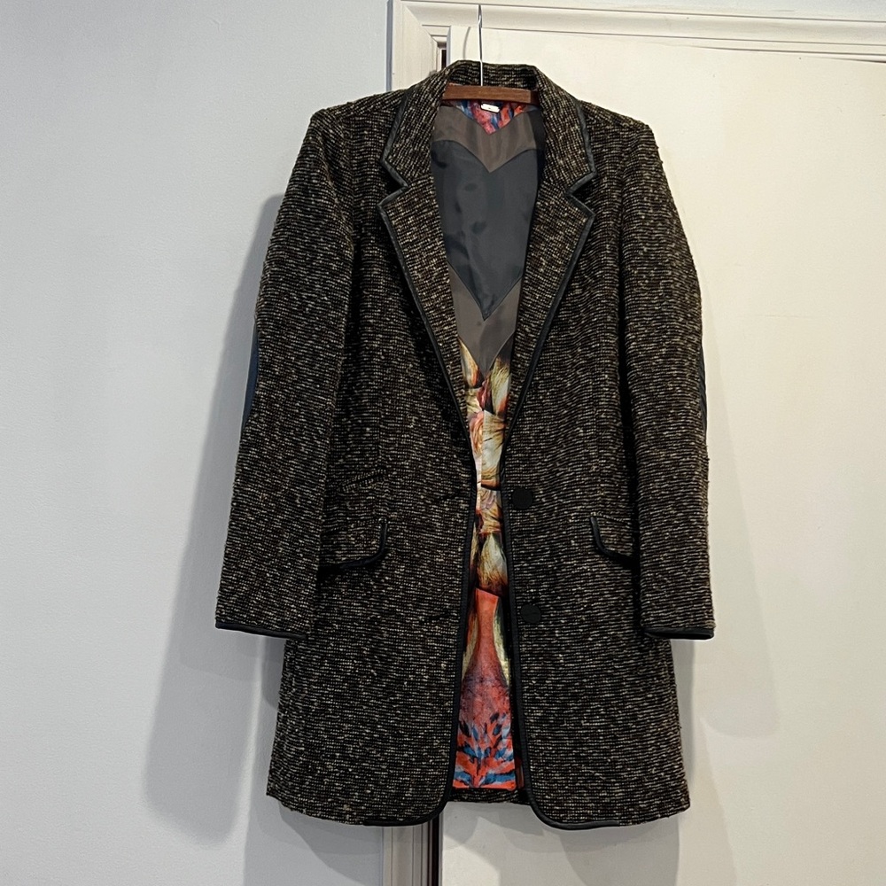 Custo Barcelona Brown Tweed Trench Coat NWT